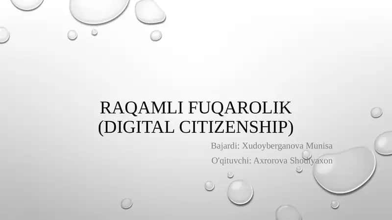 Raqamli fuqarolik (Digital Citizenship) 1