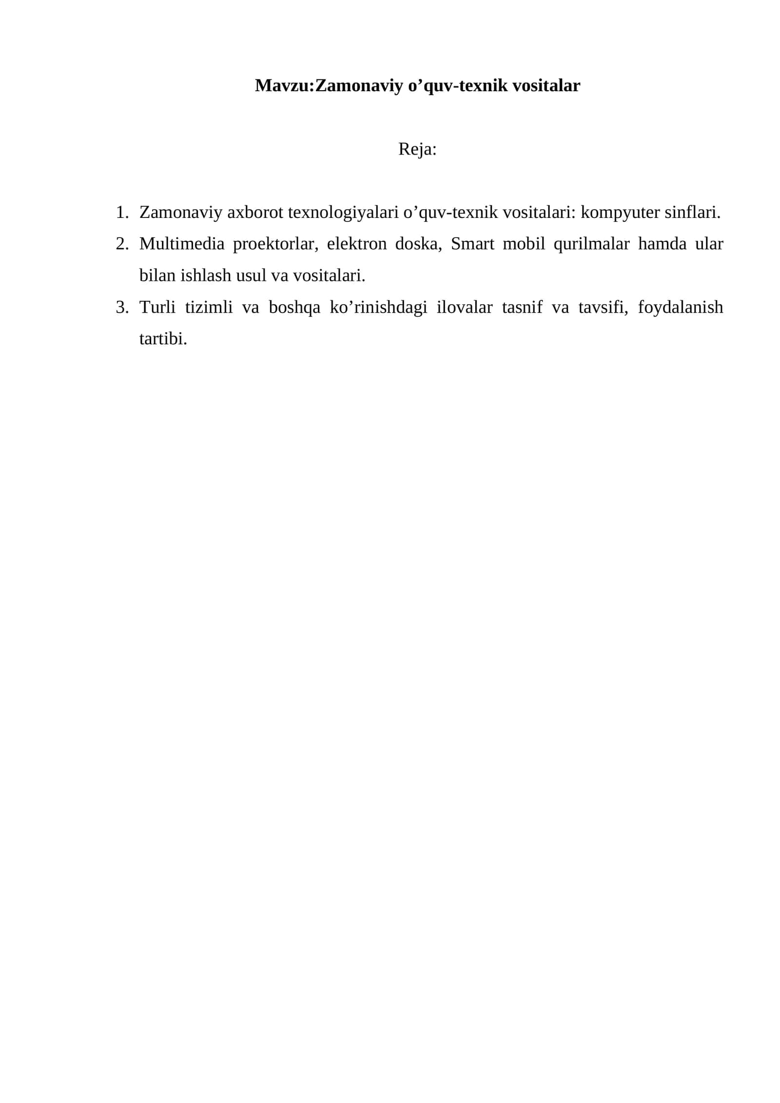 Zamonaviy o’quv-texnik vositalar 1
