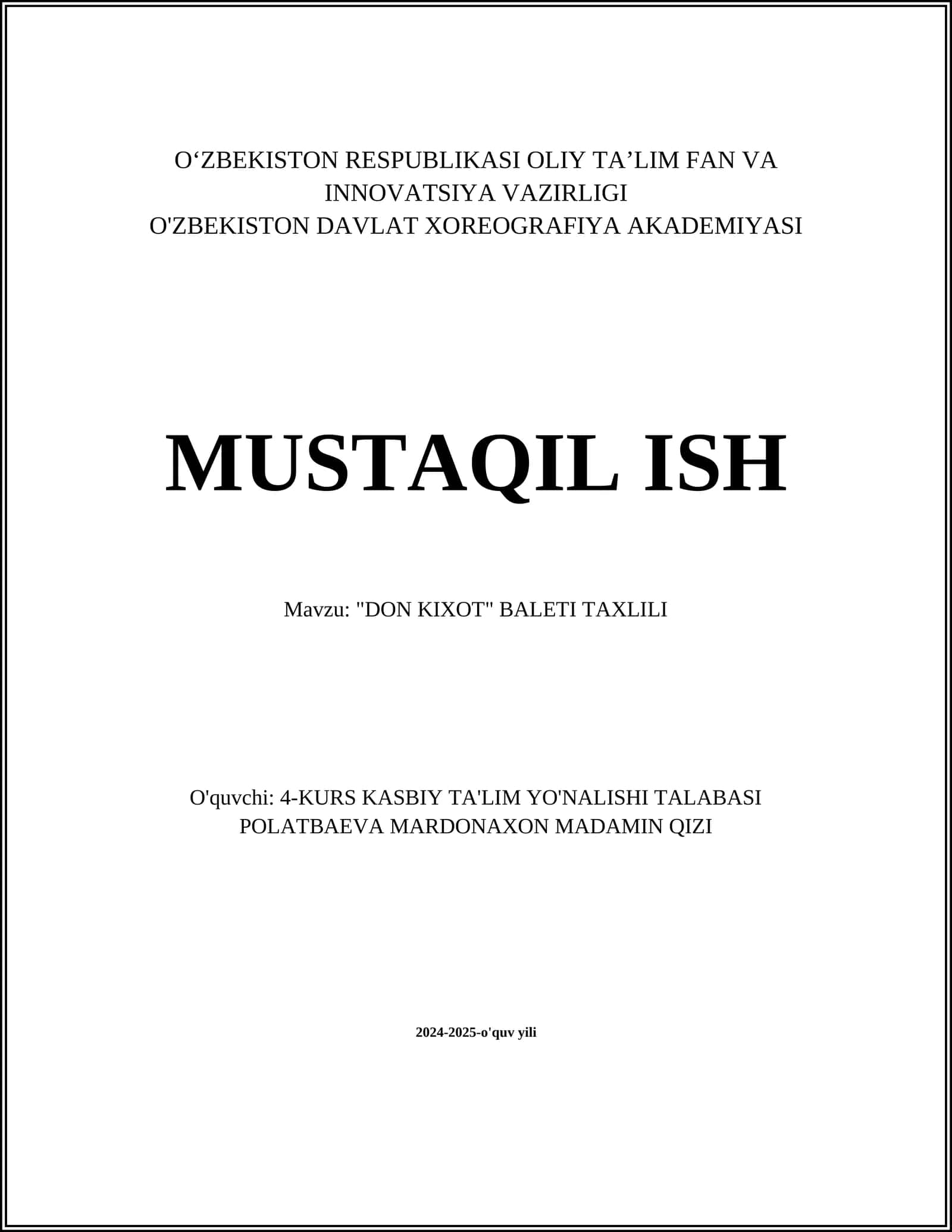 DON KIXOT BALETI TAXLILI 1
