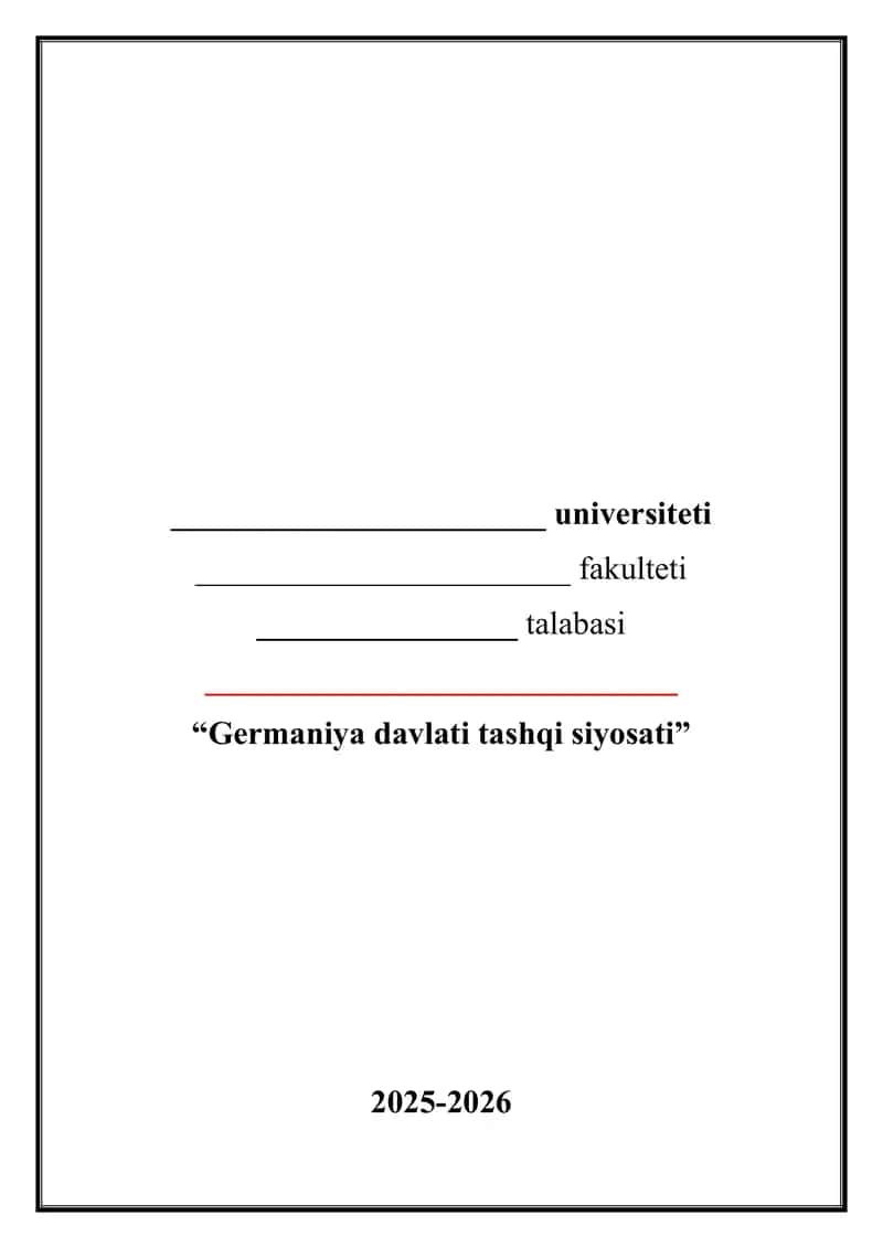 Germaniya davlati tashqi siyosati 1