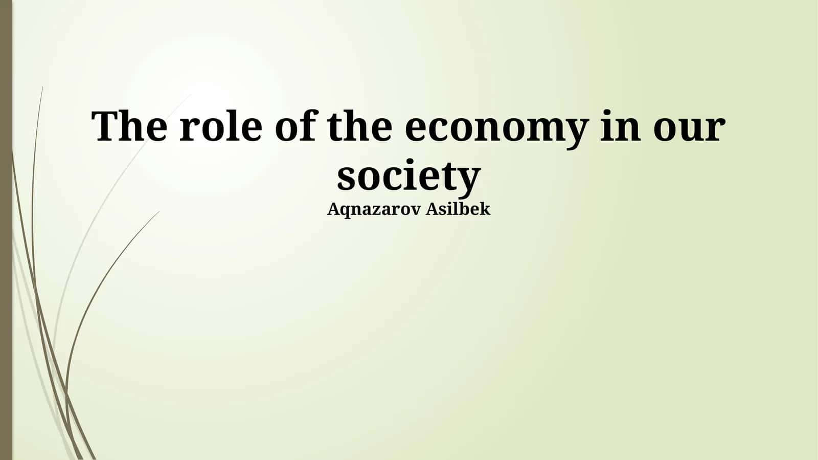 The role of the economy in our society 1