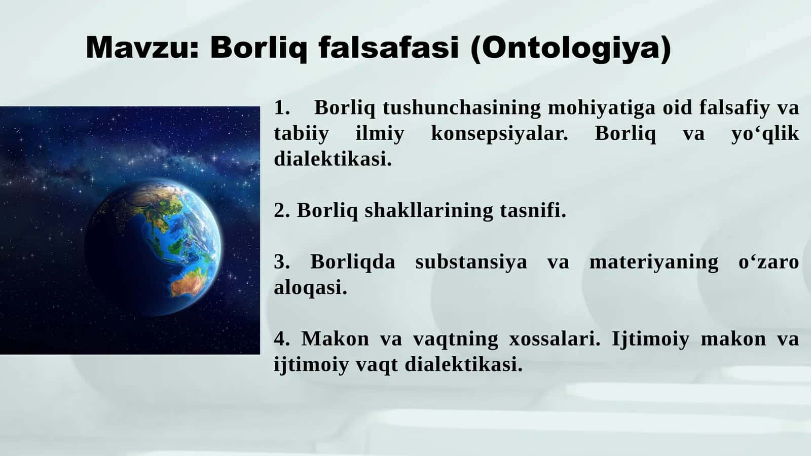 Borliq falsafasi(Ontologiya) 1
