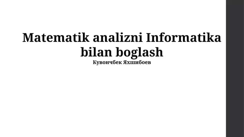Matematik analizni Informatika bilan boglash 1