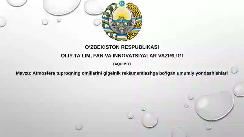 Atmosfera va Tuproqning Gigienik Ahamiyati