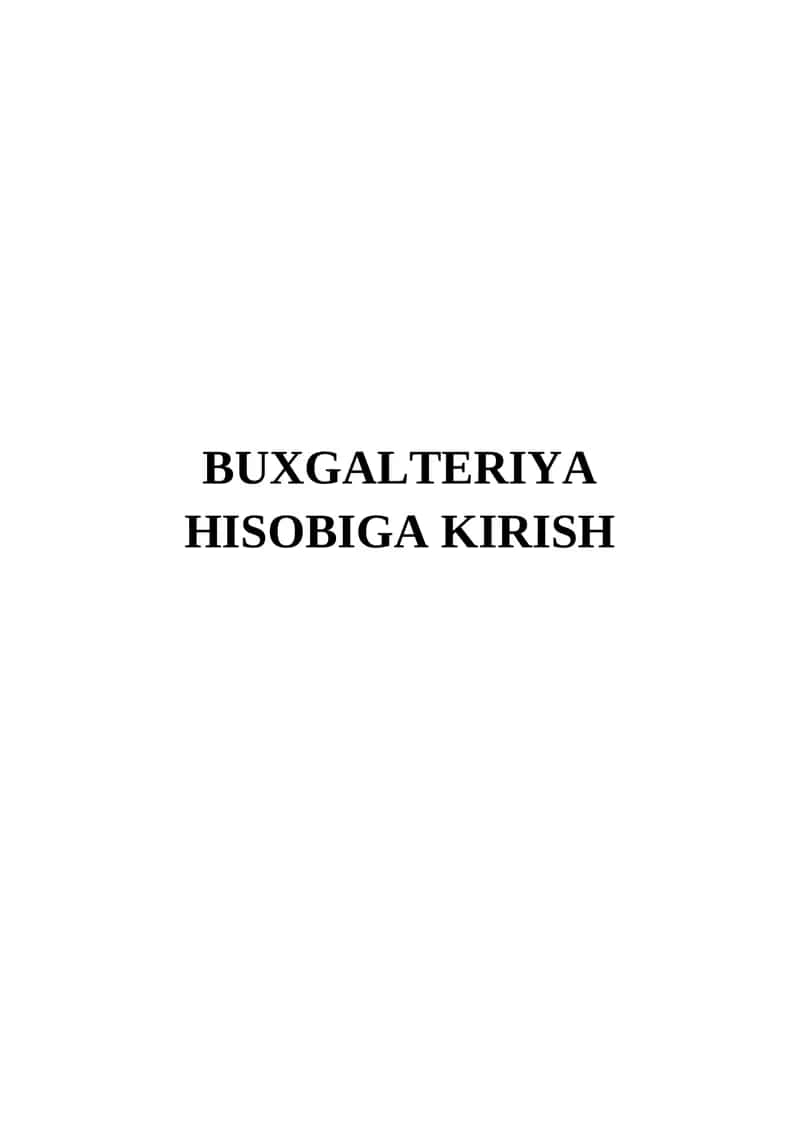 Buxgalteriya hisobiga kirish 1