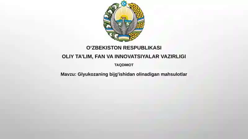Glyukozaning bijg'ishidan olinadigan mahsulotlar