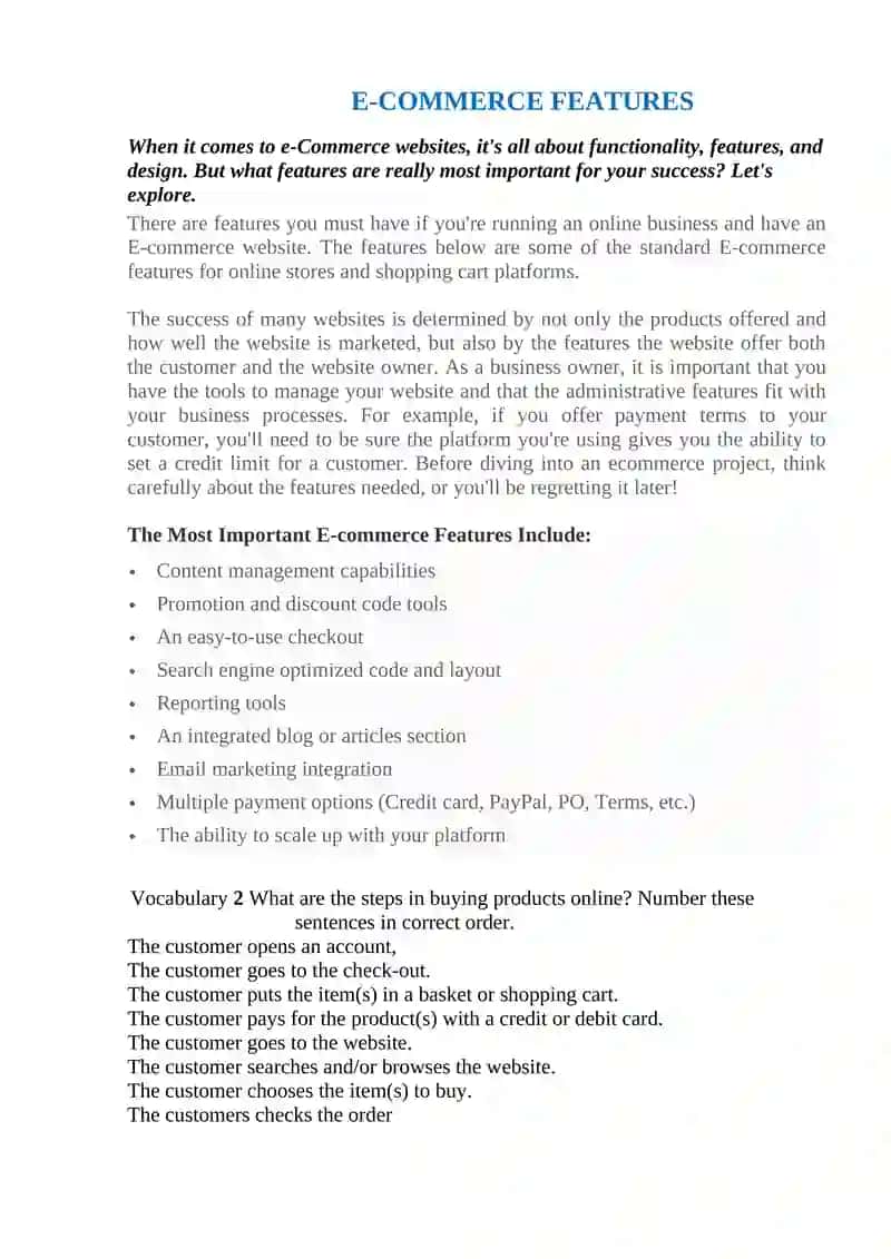 E-commerce Features