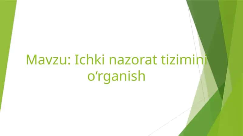 Ichkinazorat tizimini o‘rganish 1