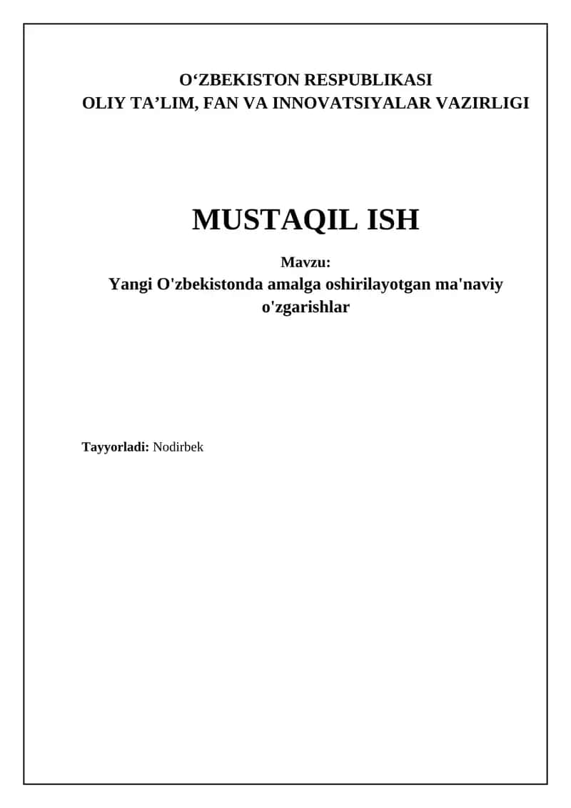 Ma'naviy o'zgarishlar 1