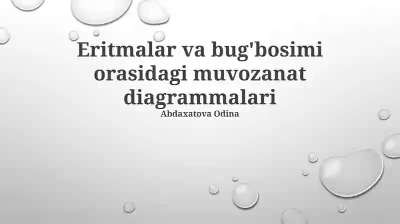 Eritmalar va bug'bosimi orasidagi muvozanat diagrammalari