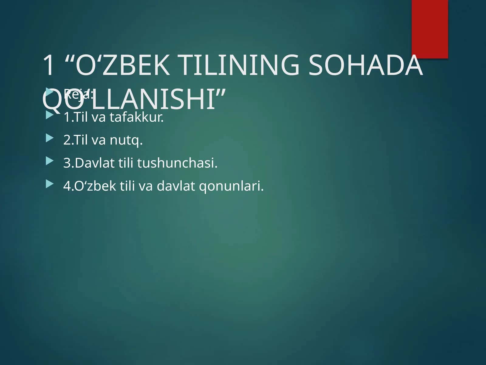 O‘ZBEK TILINING SOHADA QO‘LLANISHI 1