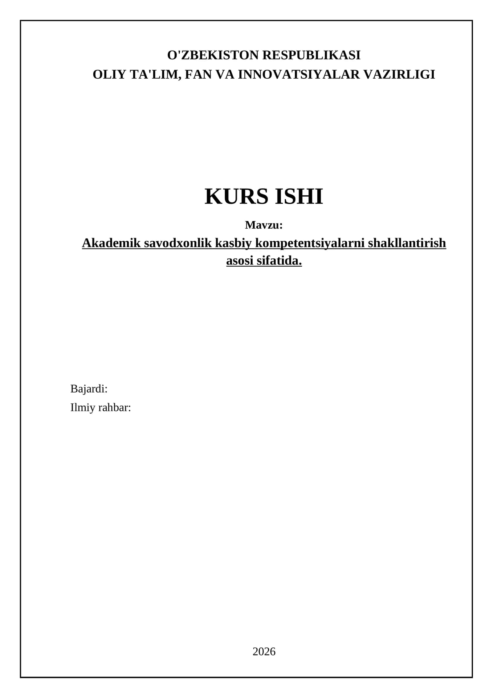 Akademik savodxonlik kasbiy kompetentsiyalarni shakllantirish 1