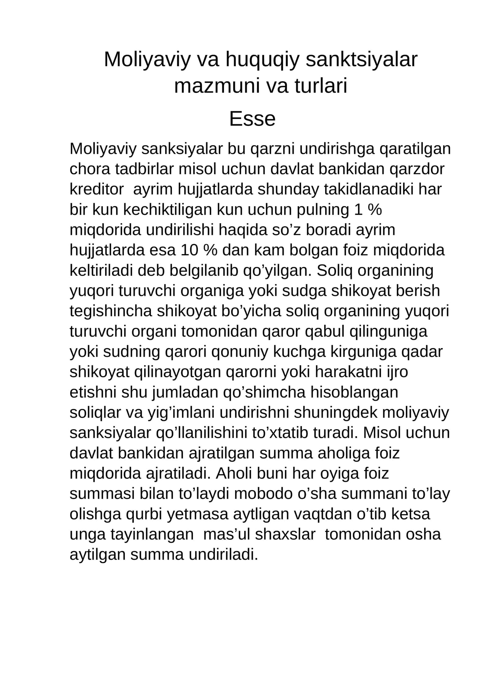Moliyaviy va huquqiy sanktsiyalar mazmuni va turlari 1