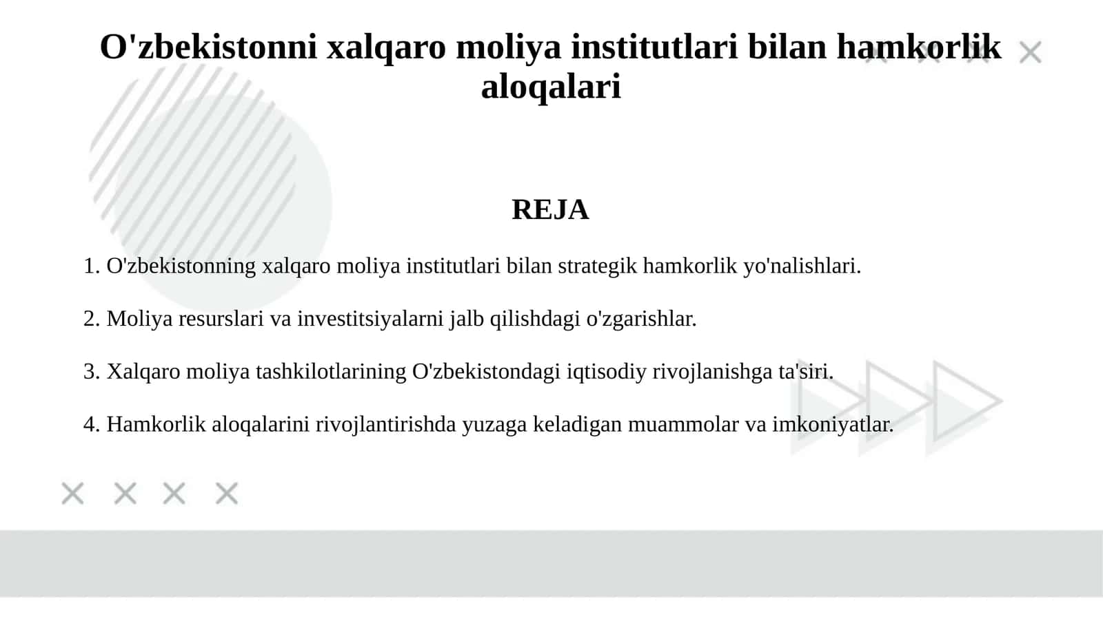 O'zbekistonni xalqaro moliya institutlari bilan hamkorlik aloqalari 1