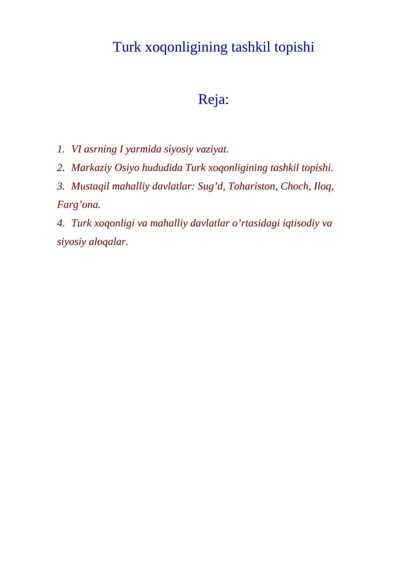 Turk xoqonligining tashkil topishi 1
