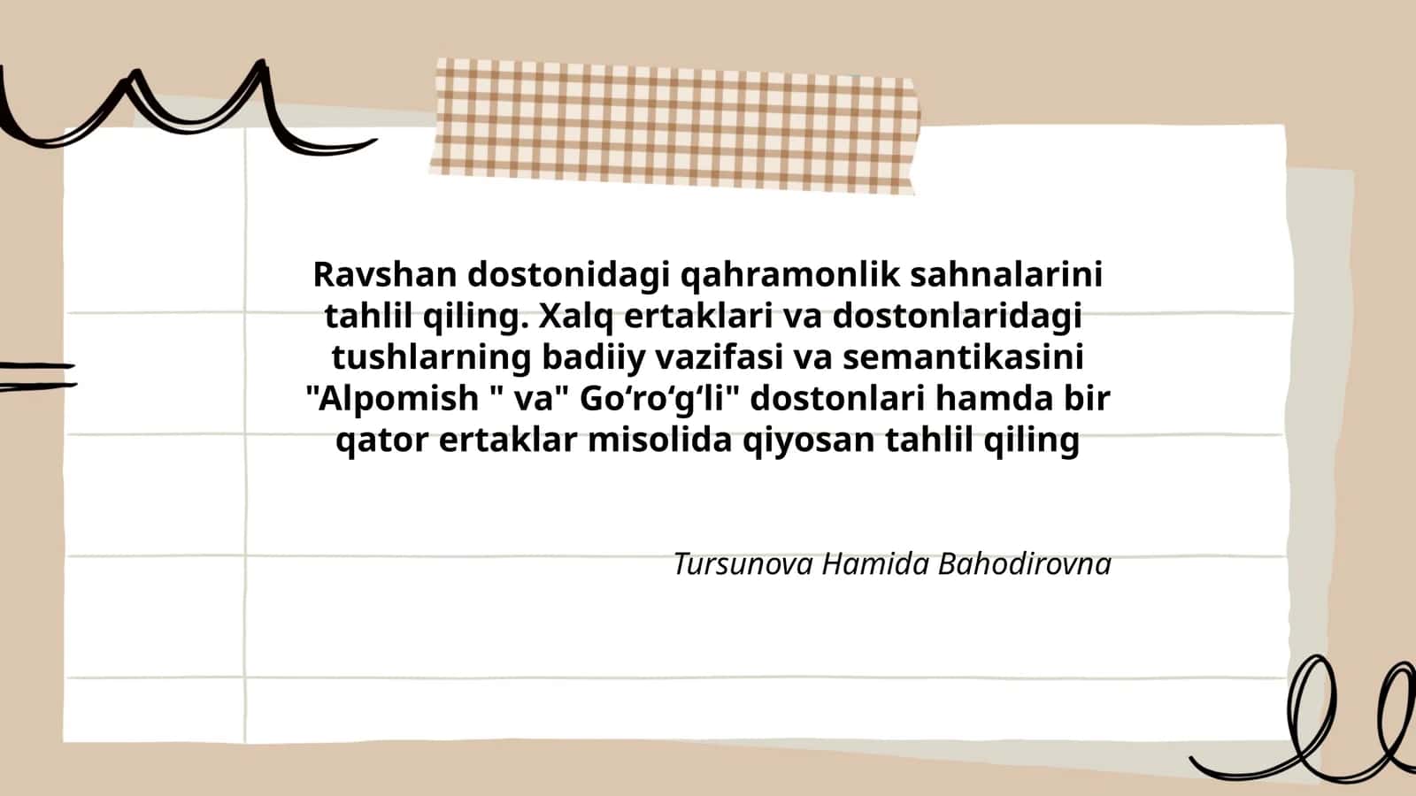 Ravshan dostonidagi qahramonlik sahnalarini tahlil qiling 1
