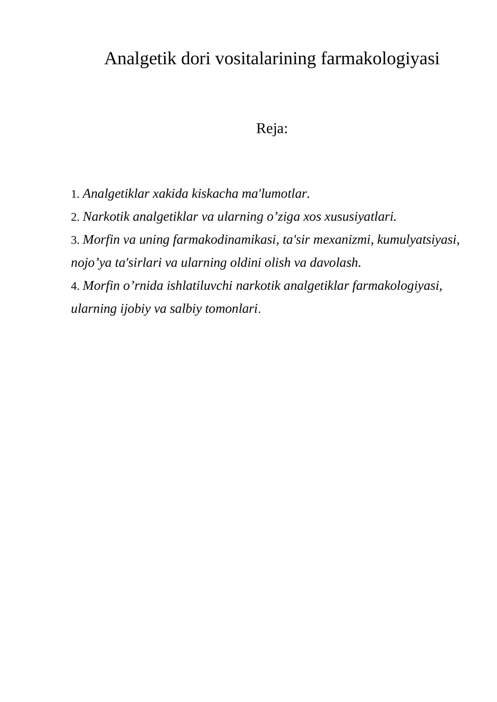 Analgеtik dori vositalarining farmakologiyasi 1