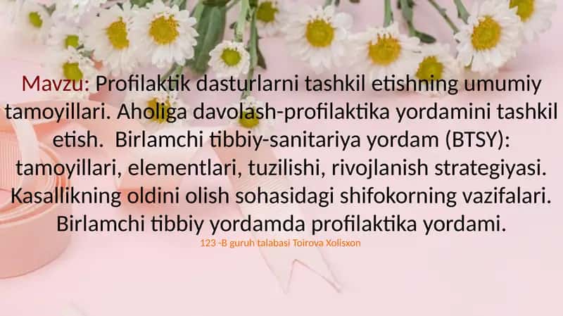 Profilaktik dasturlarni tashkil etish 1
