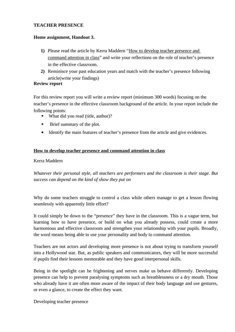 How to develop teacher presence and command attention in class 1