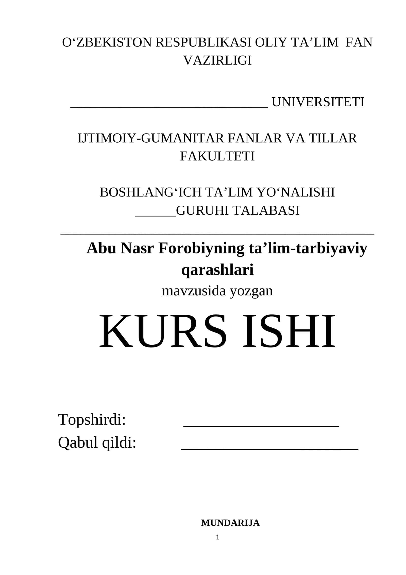 "Abu Nasr Forobiyning ta’lim-tarbiyaviy qarashlari" 1