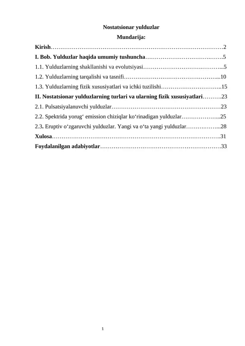 Nostatsionar yulduzlar 1