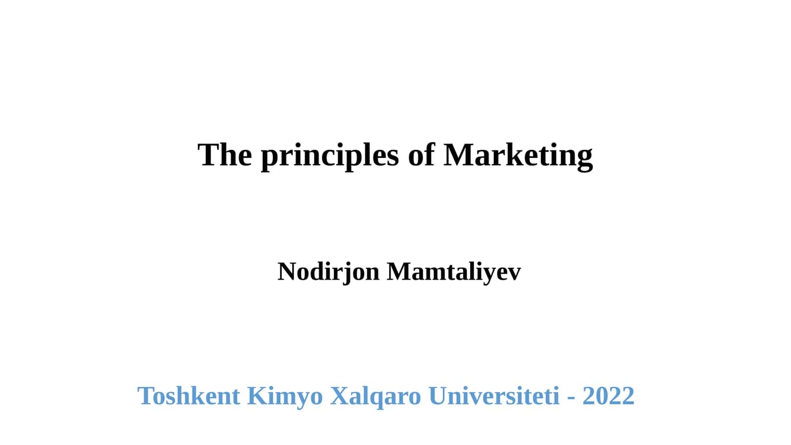 The principles of Marketing 1