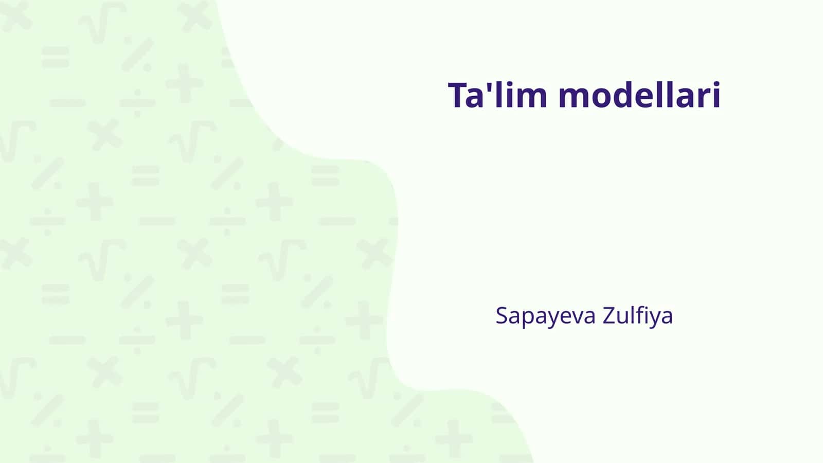 Ta'lim modellari 1