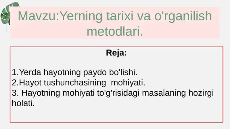 Yerning tarixi va o'rganilish metodlari 1