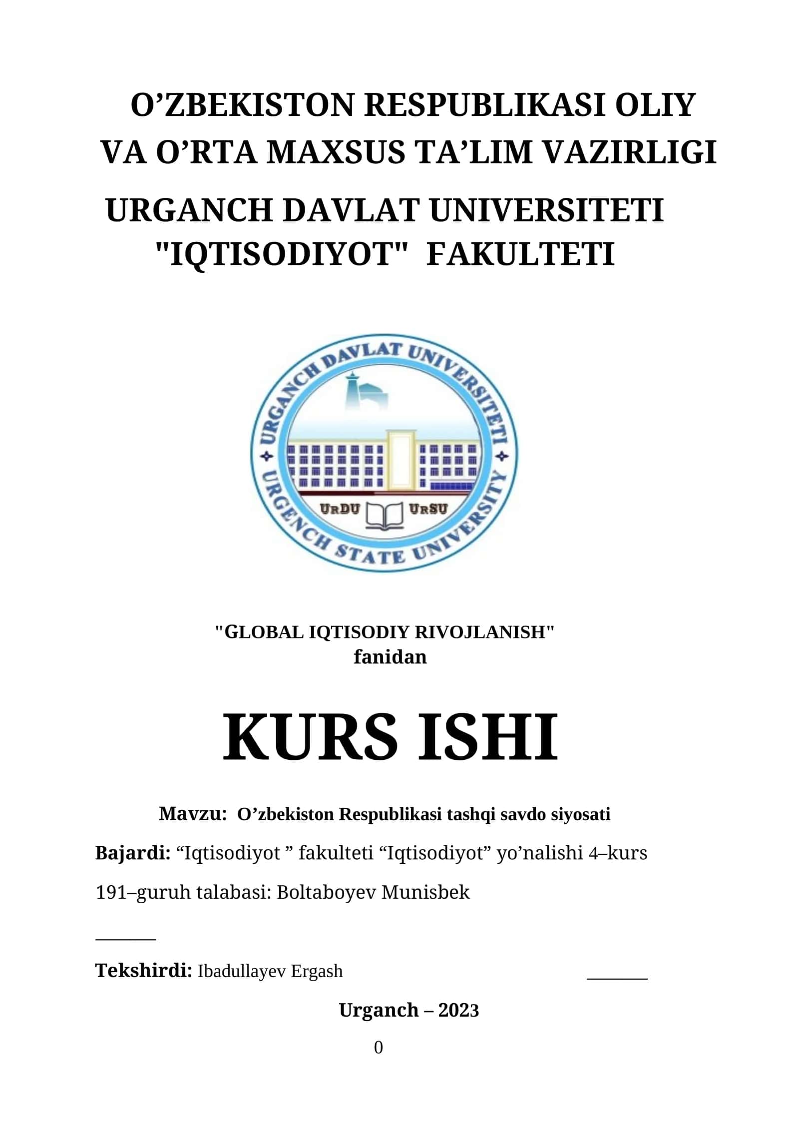 GLOBAL IQTISODIY RIVOJLANISH 1