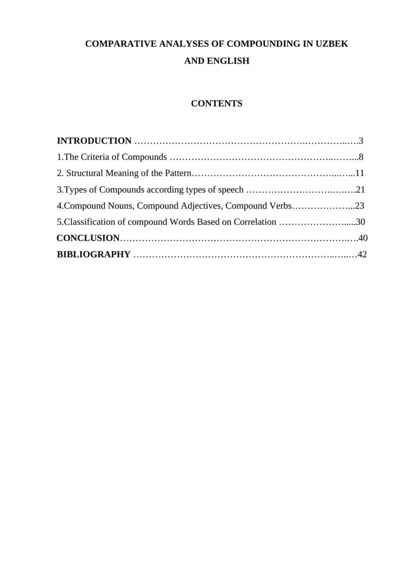 Comparative Analyses of Compounding in Uzbek and English 1