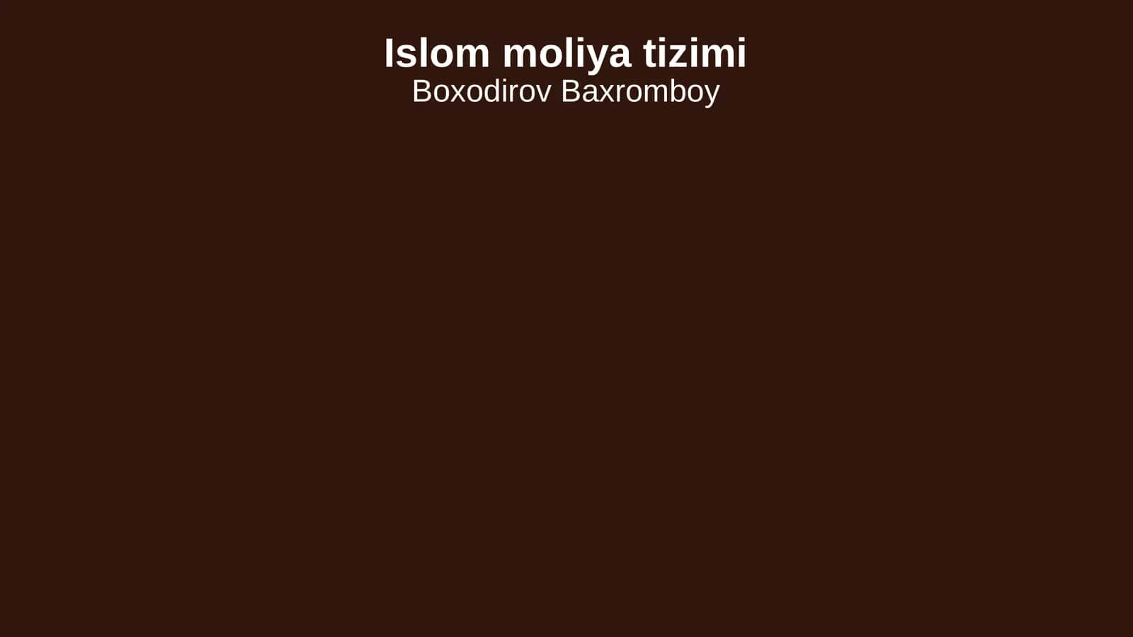 Islom moliya tizimi 1