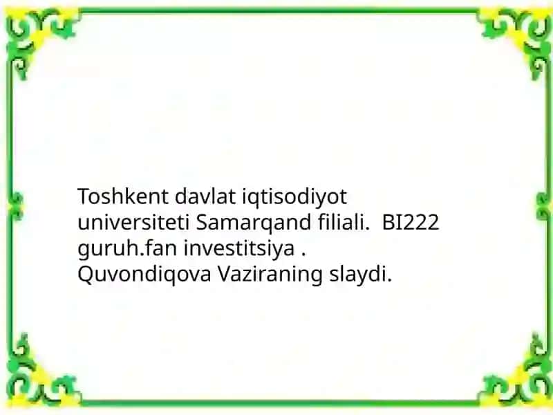 Kapitalqurilish va kapital qo'yilmalar