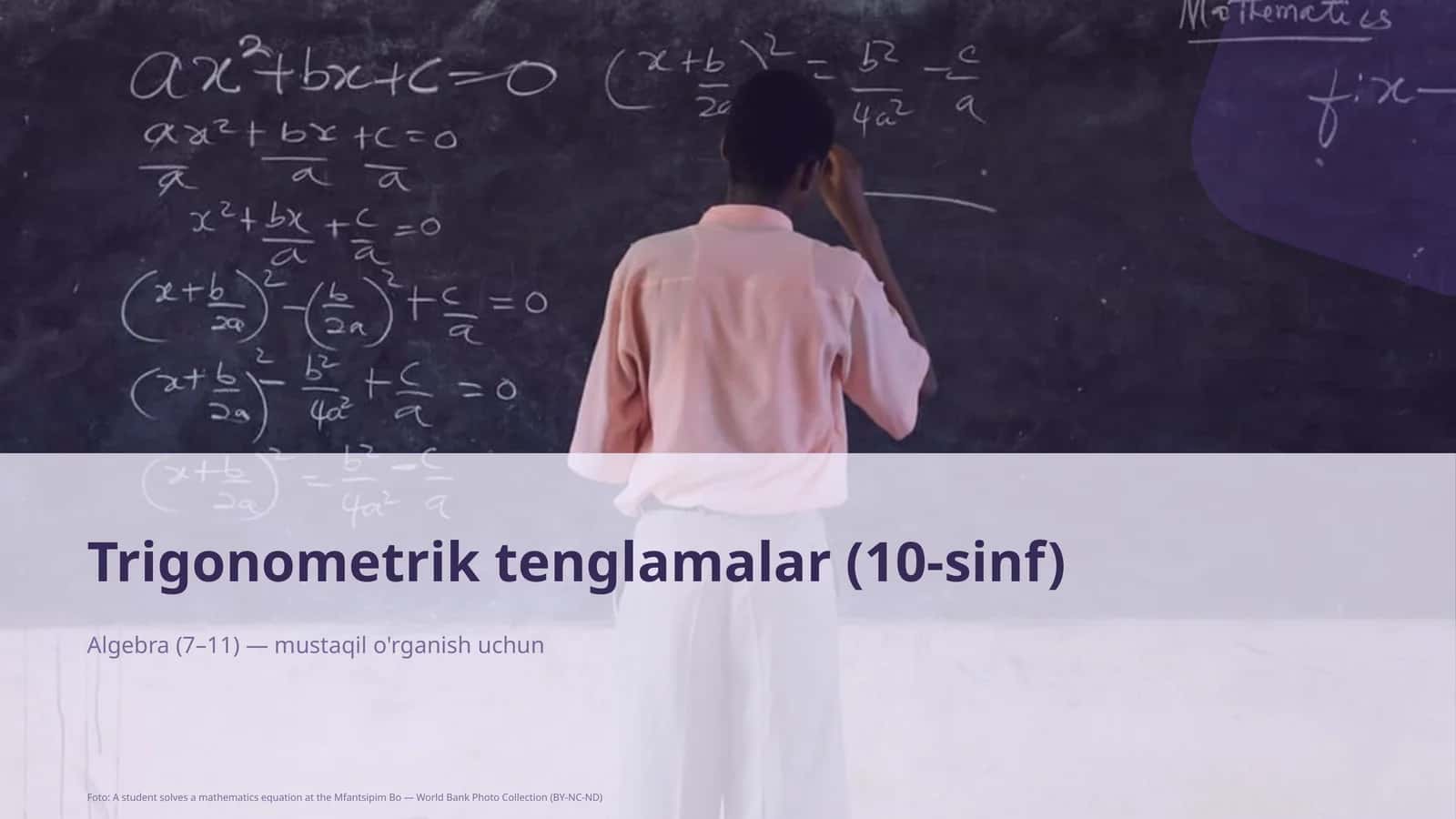 Trigonometrik tenglamalar (10-sinf) 1