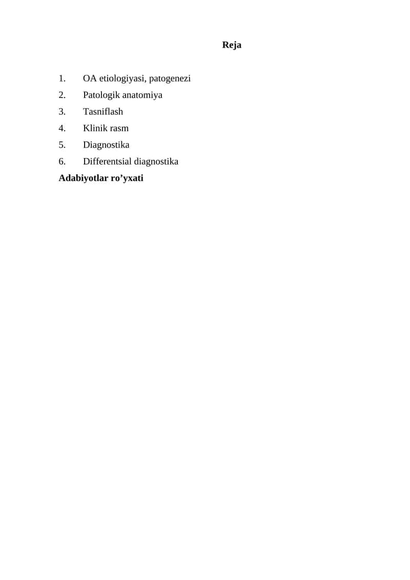 OA etiologiyasi, patogenezi 1