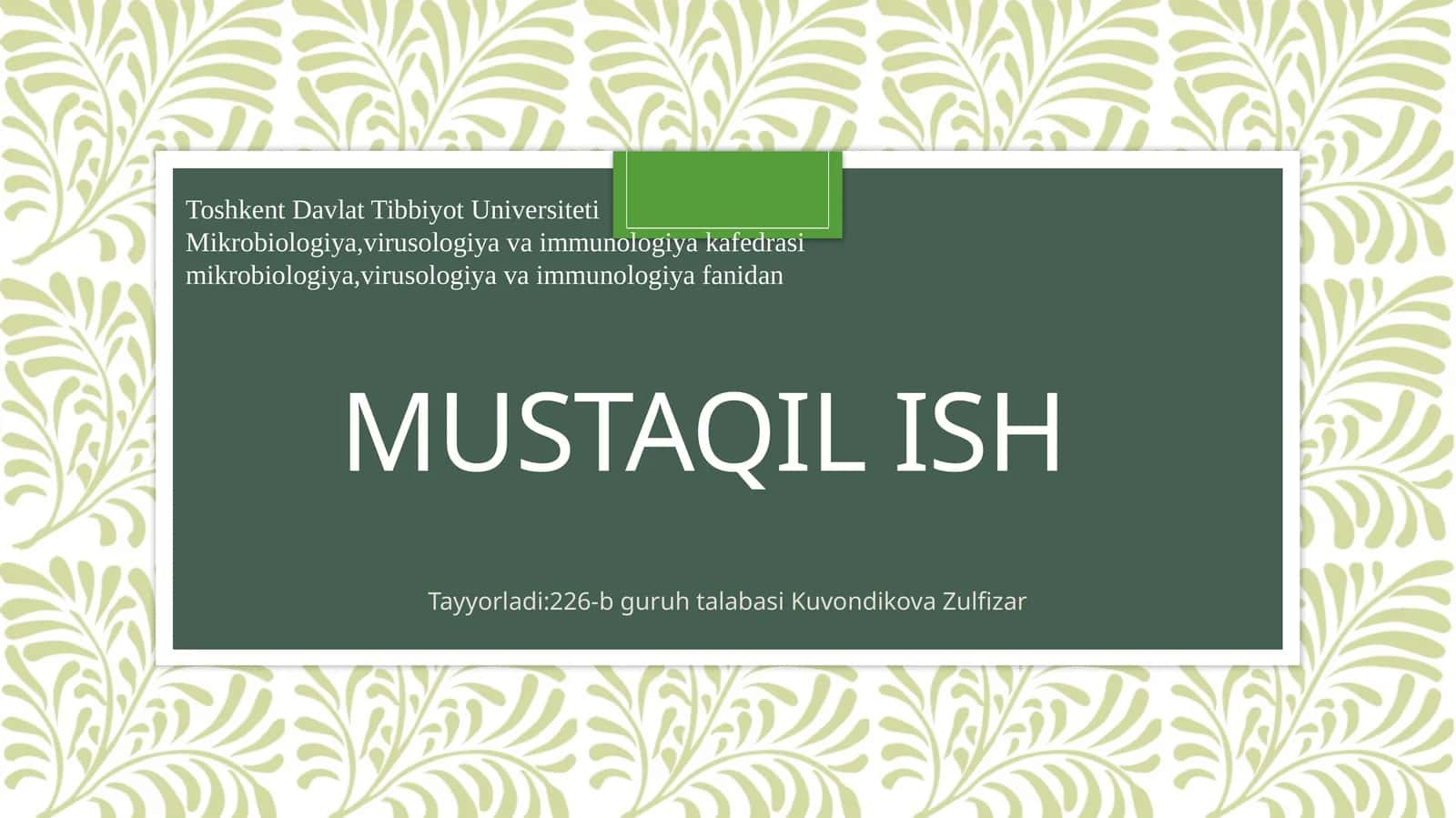 Ovqatdan zaxarlanish kasalliklari 1