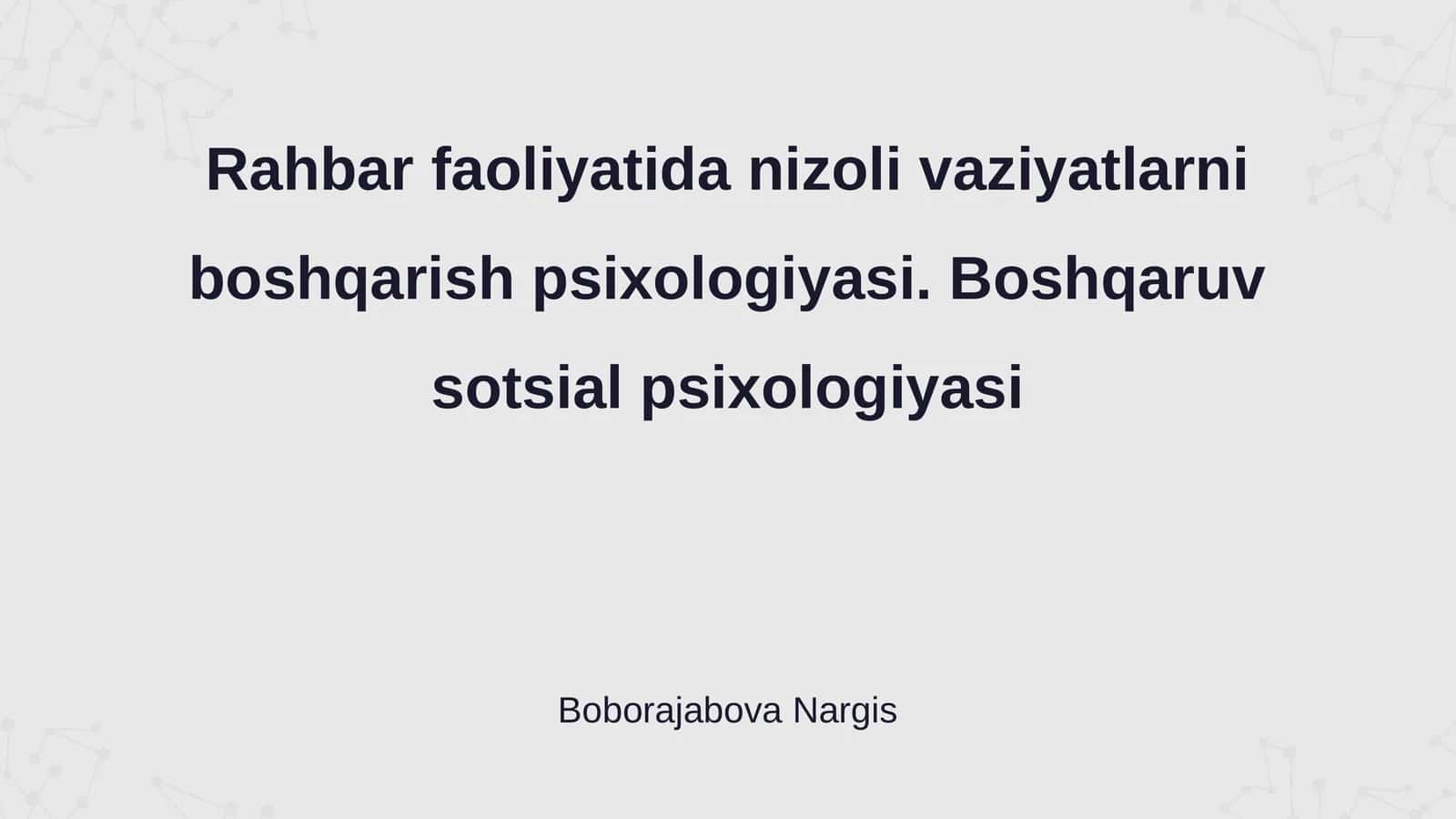 Rahbarlik va Nizoli Vaziyatlar 1