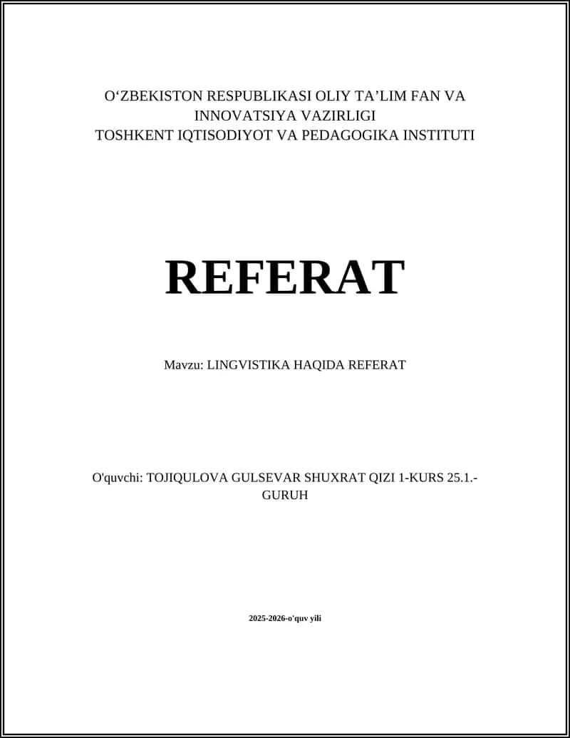 Lingvistika Haqida Referat 1