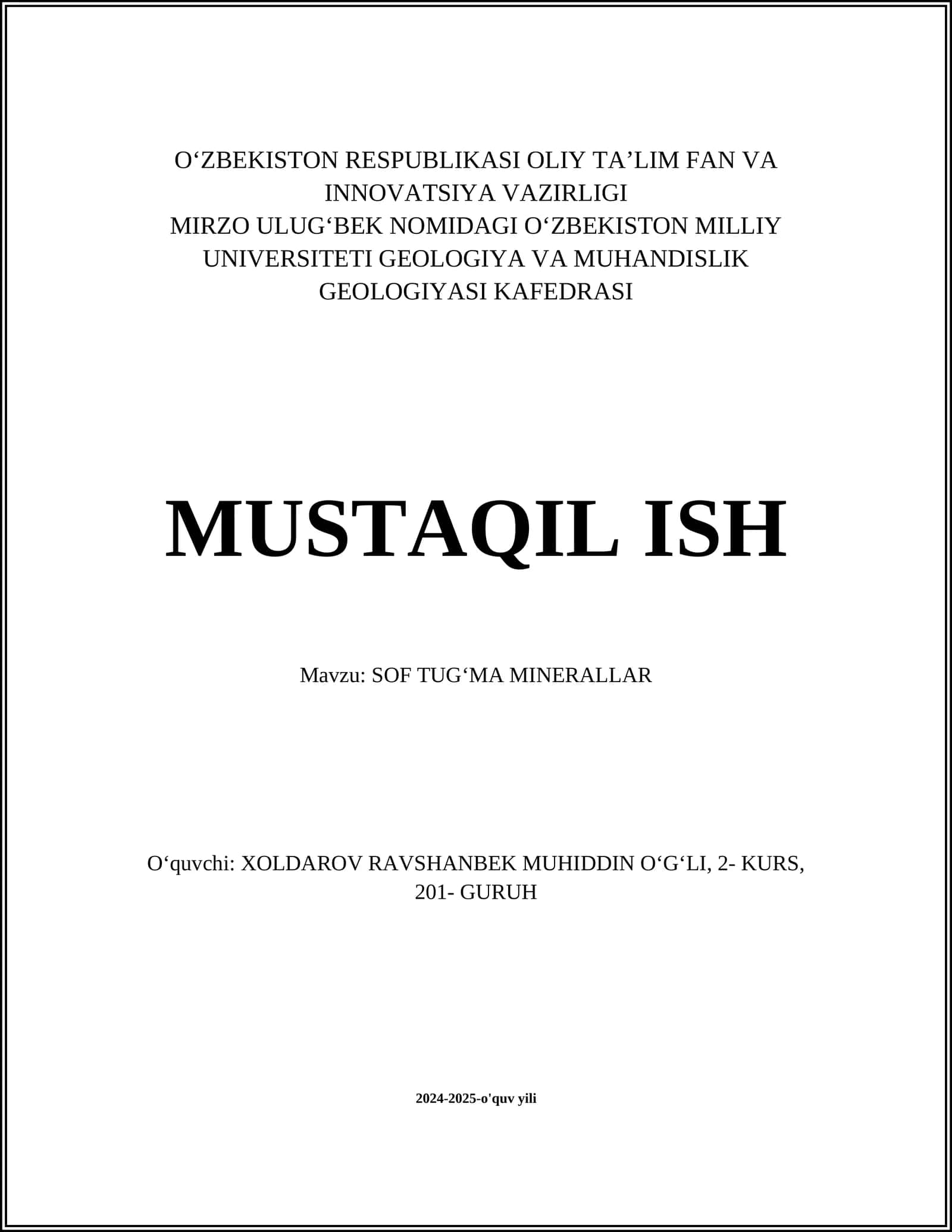 SOF TUGʻMA MINERALLAR 1