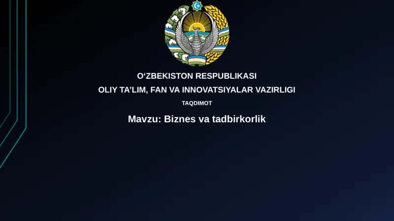 Biznesvatadbirkorlik 1