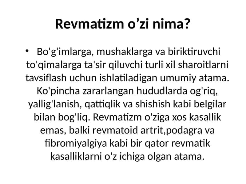 Revmatizm o'zi nima 1