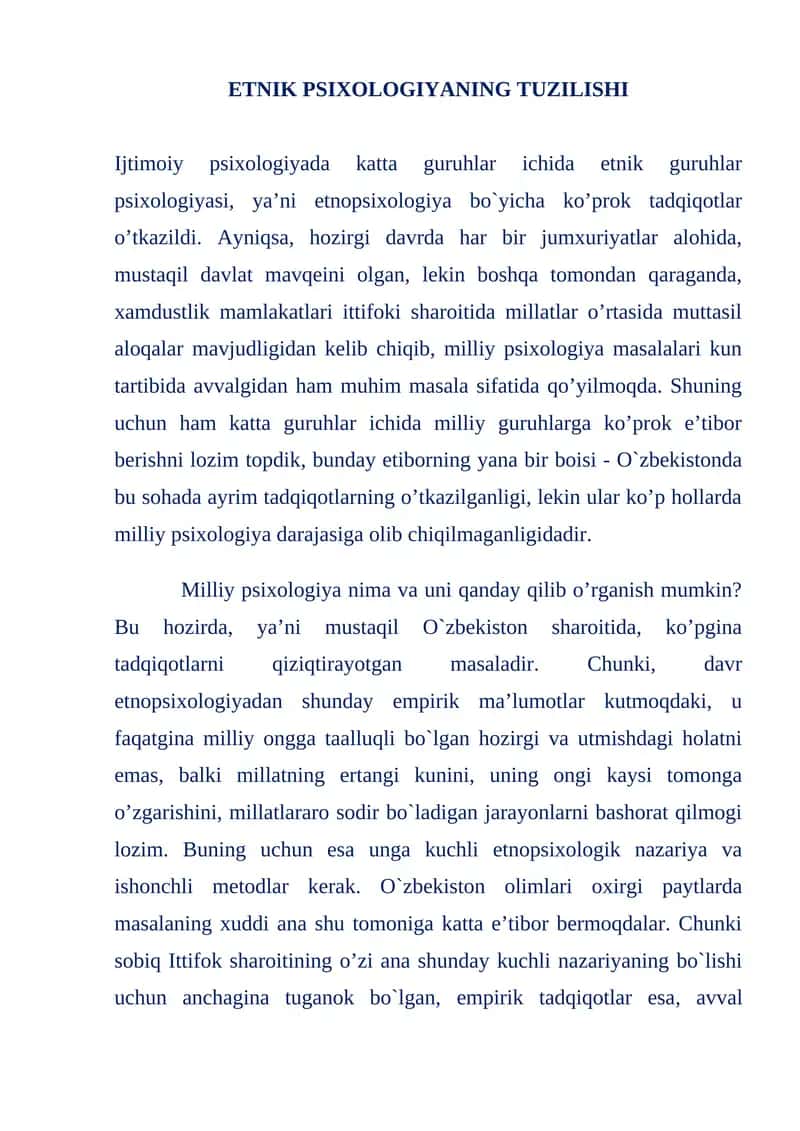ETNIK PSIXOLOGIYANING TUZILISHI 1