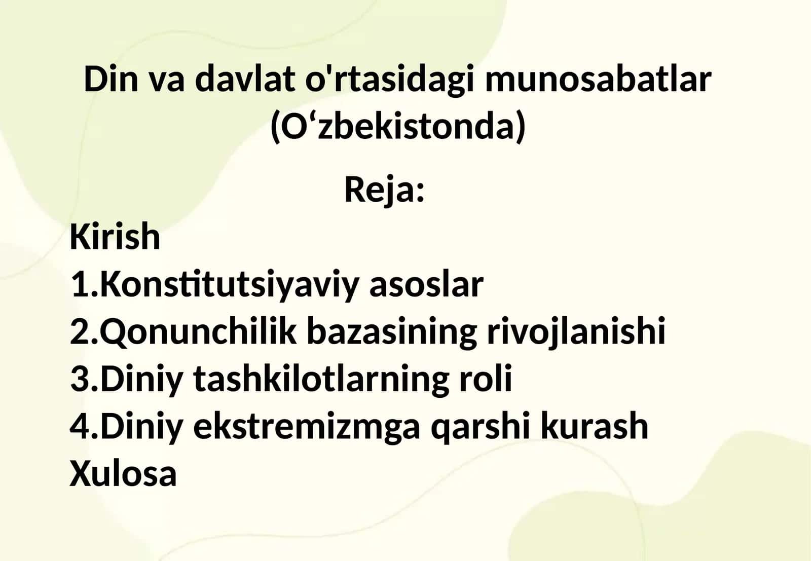Din va davlat o'rtasidagi munosabatlar (O‘zbekistonda) 1