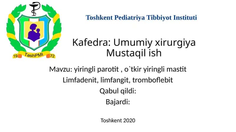 Yiringli parotit, o`tkir yiringli mastit 1