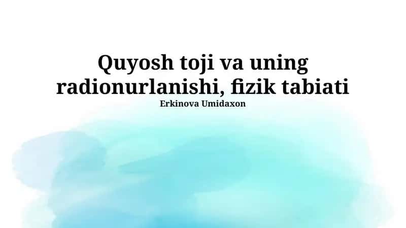 Quyosh Tojining Radio Nurlanishi 1