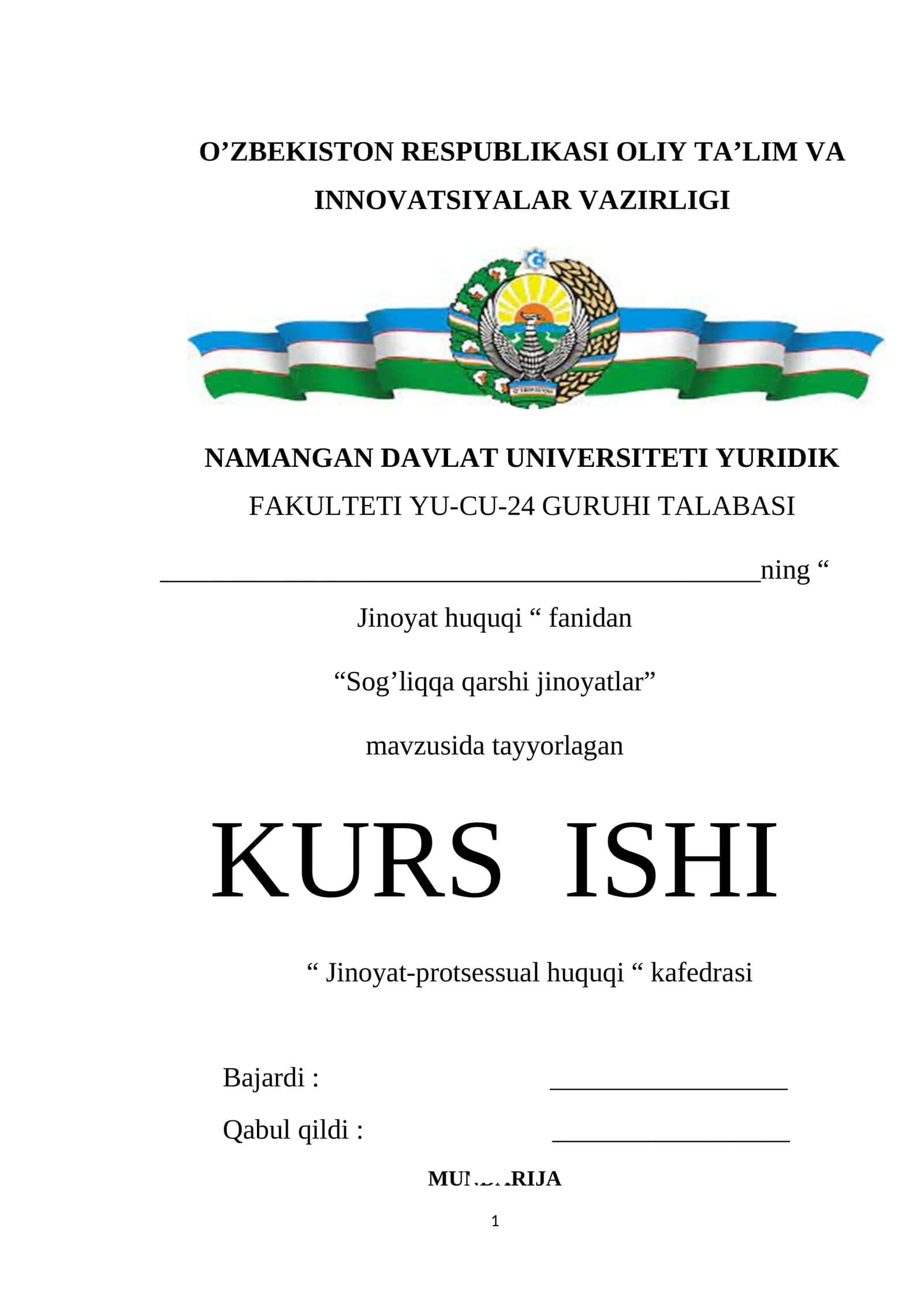 Sog’liqqa qarshi jinoyatlar 1