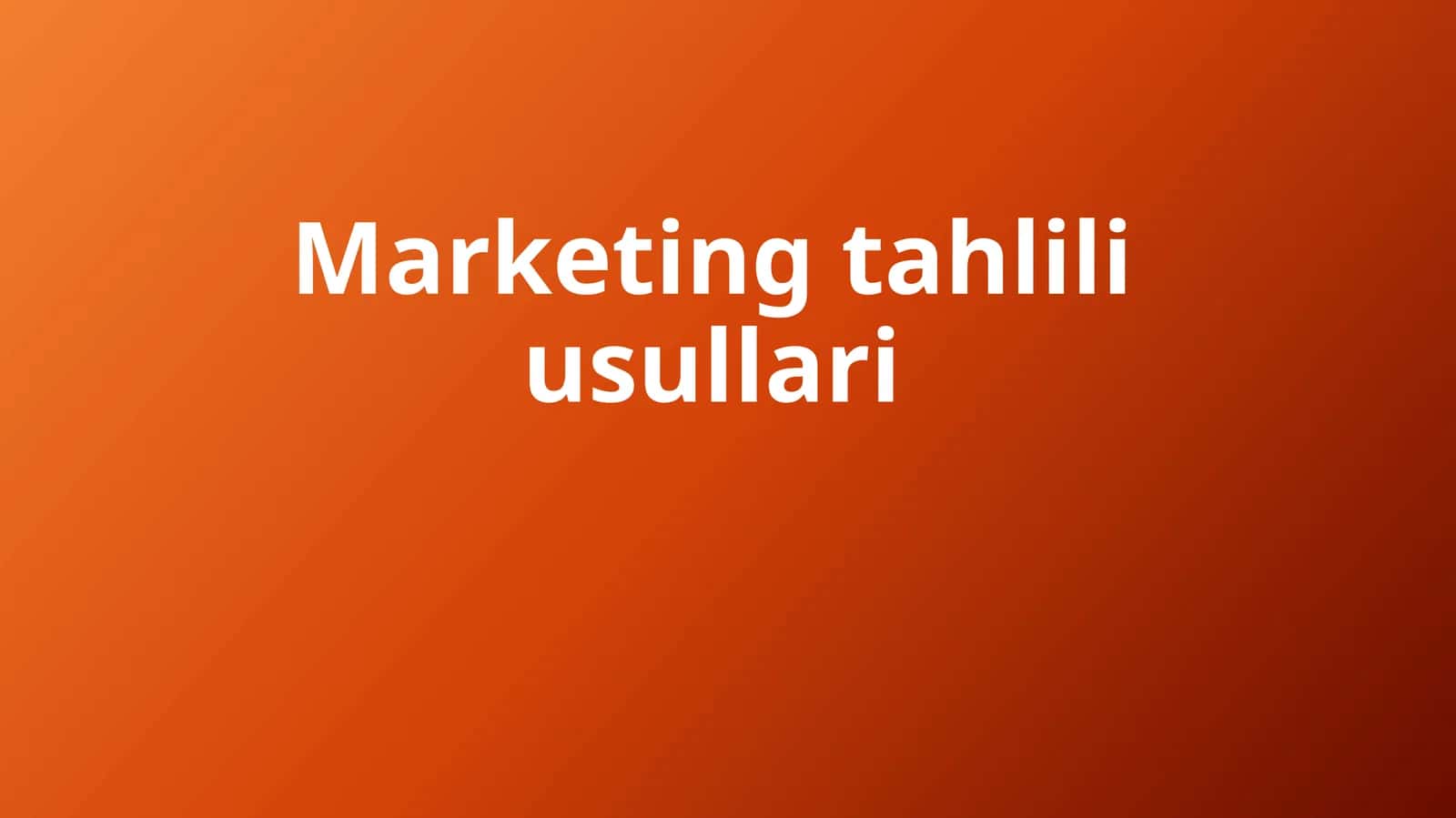 Marketing tahlili usullari 1