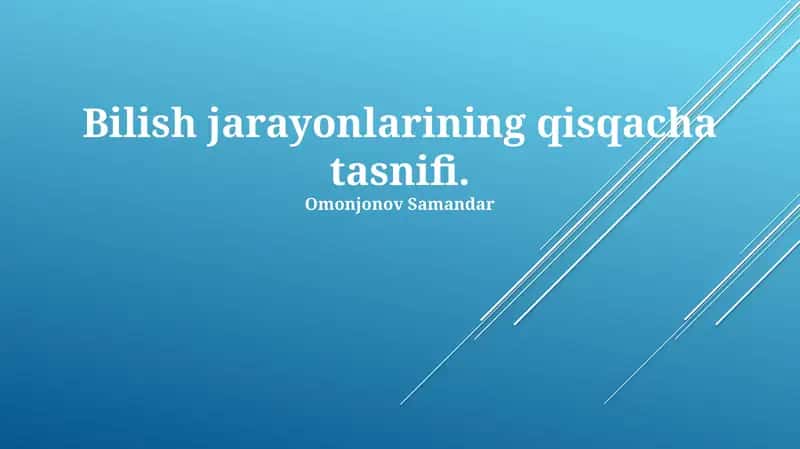 Bilish jarayonlarining qisqacha tasnifi 1