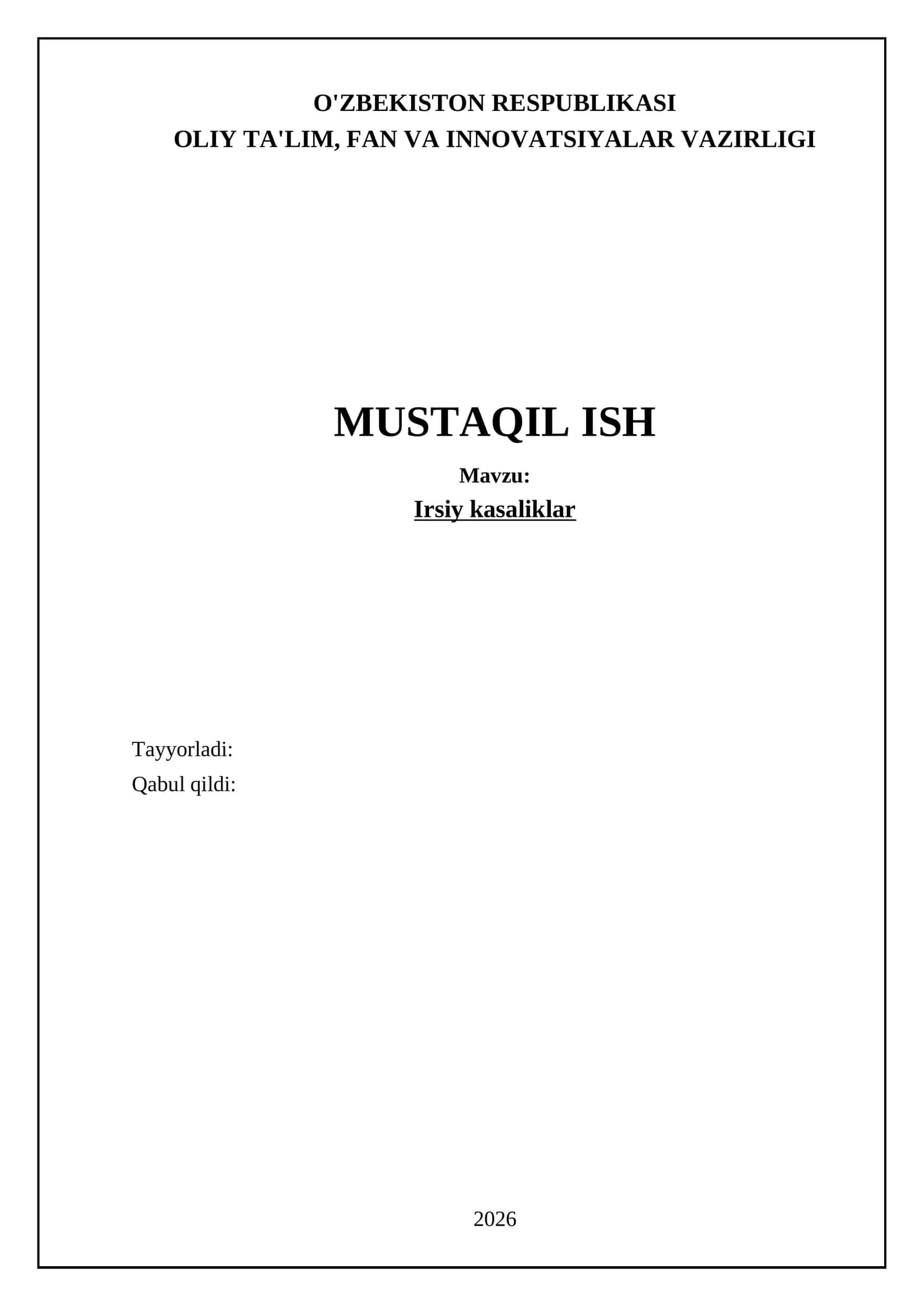Irsiy kasalliklar 1