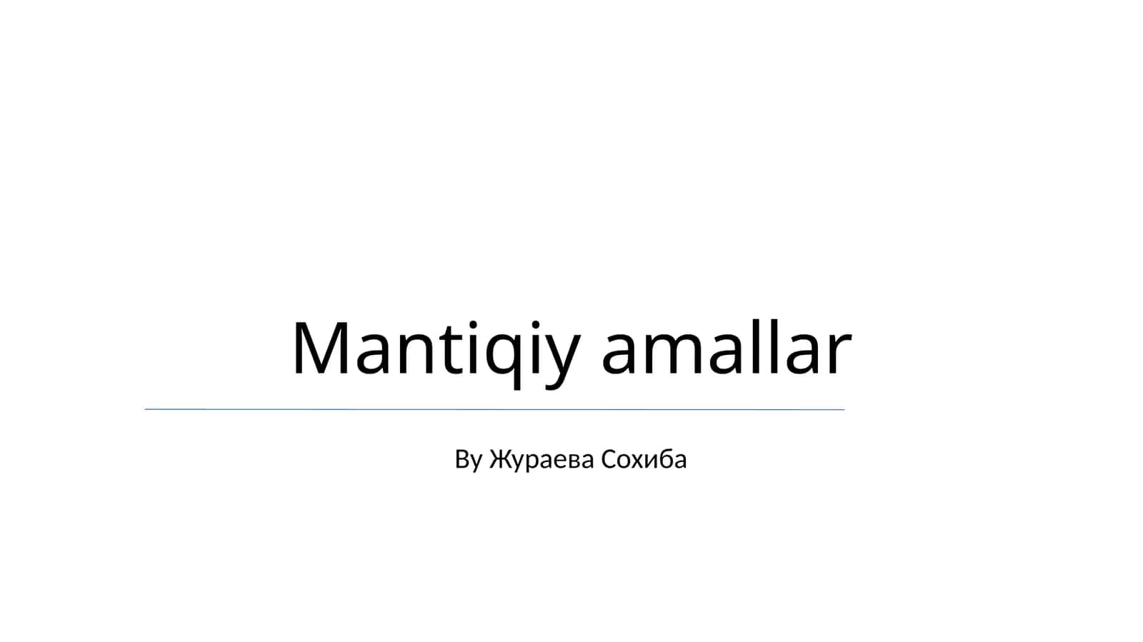 Mantiqiy amallar 1