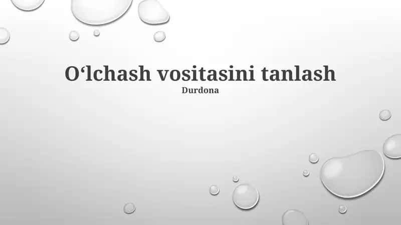 Oʻlchash vositasini tanlash 1